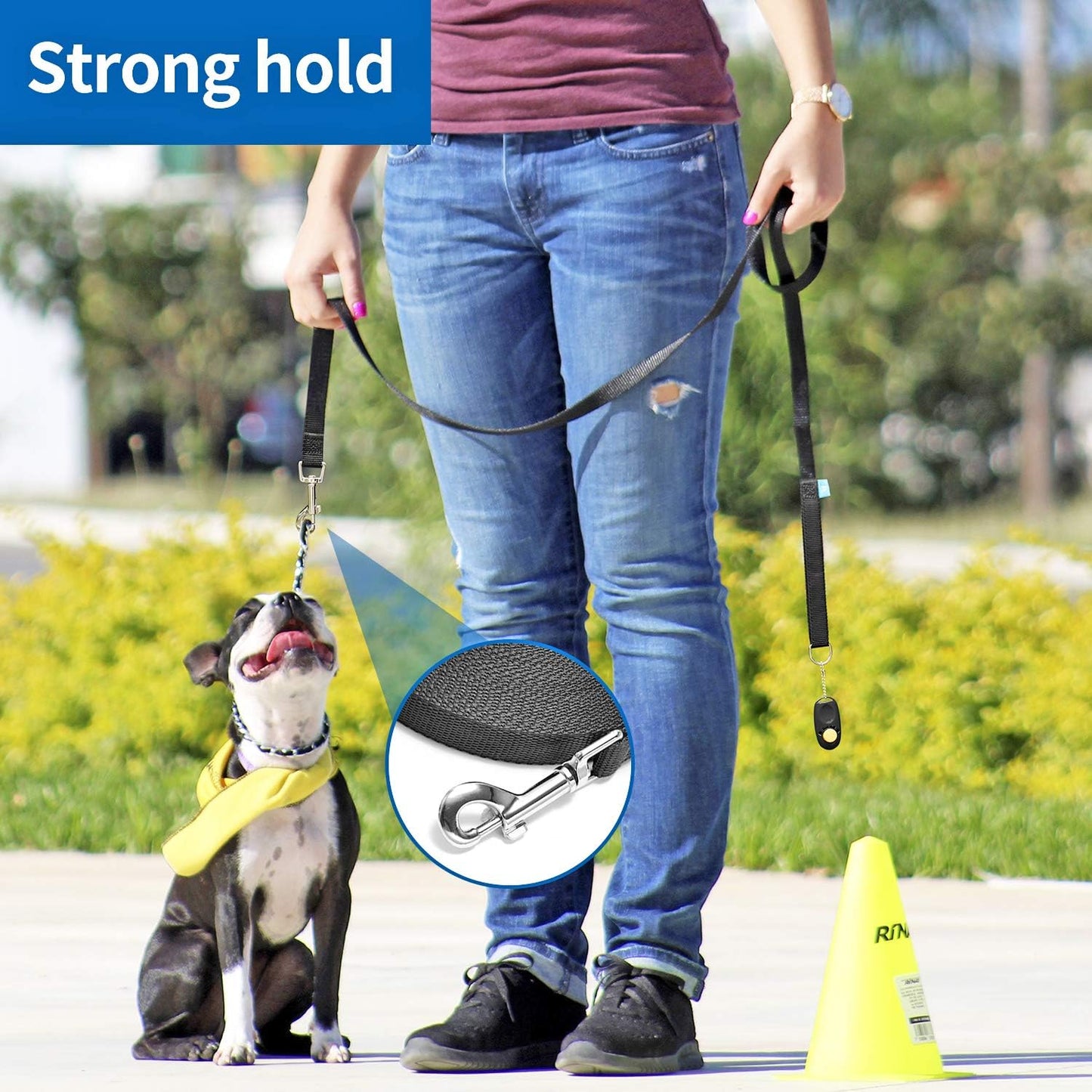 The Great Escape Artist's 50 Ft Freedom Rope: Perfect for Training, Backyard Shenanigans, and Camping Adventures (Includes Clickers for Barking Orders in Blue!)