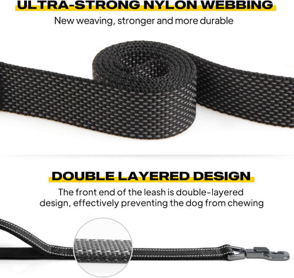 Premium Heavy Duty Dog Lead for Large Breeds - 1.2M/4FT with Dual Traffic Handles and Reflective Safety Features for Ultimate Control and Comfort
