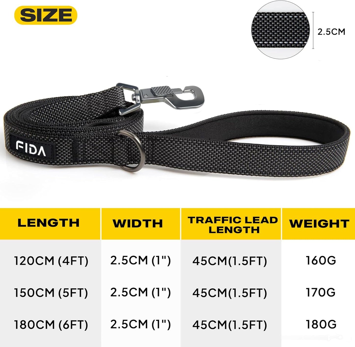 Premium Heavy Duty Dog Lead for Large Breeds - 1.2M/4FT with Dual Traffic Handles and Reflective Safety Features for Ultimate Control and Comfort