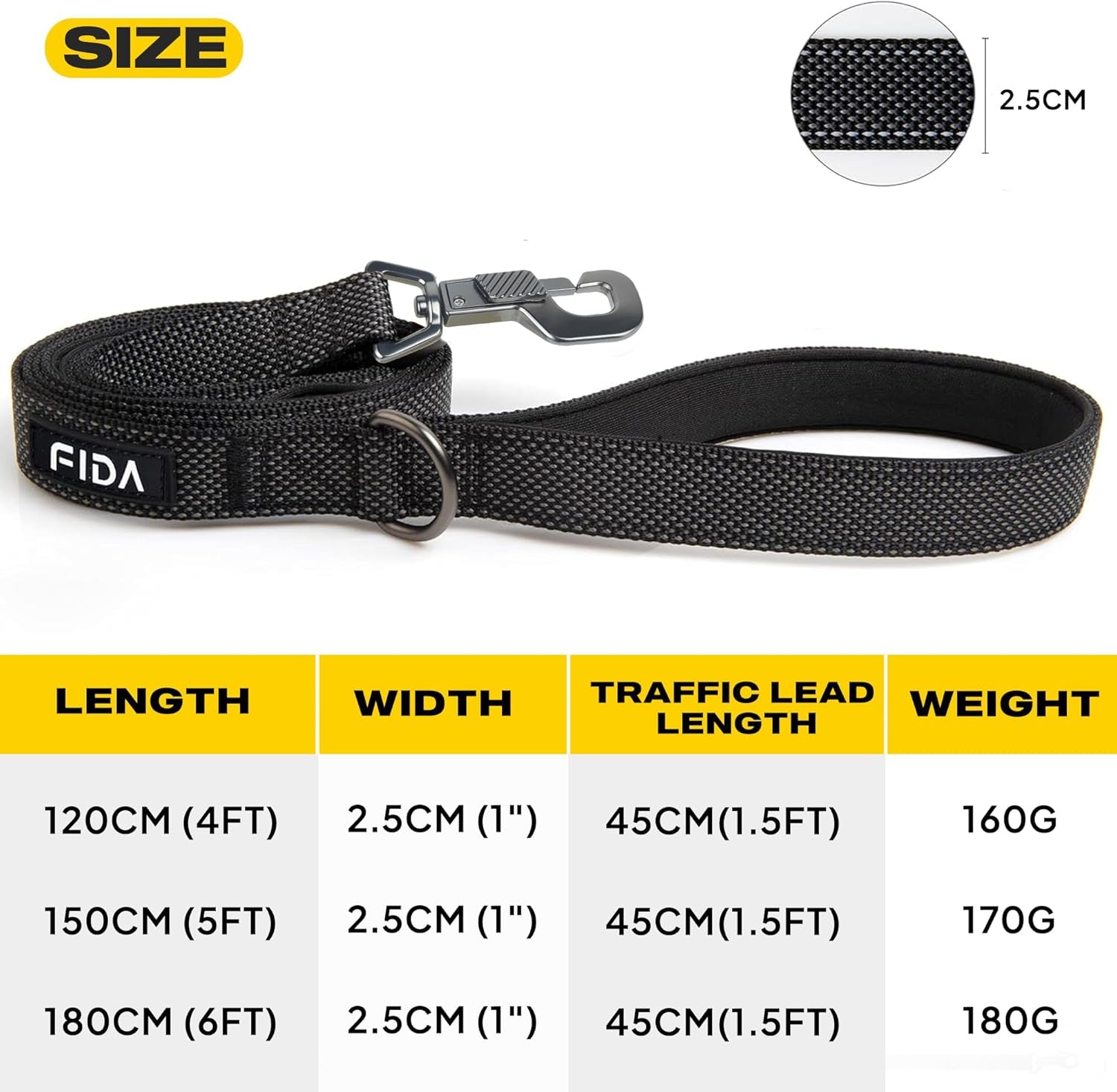 Premium Heavy Duty Dog Lead for Large Breeds - 1.2M/4FT with Dual Traffic Handles and Reflective Safety Features for Ultimate Control and Comfort