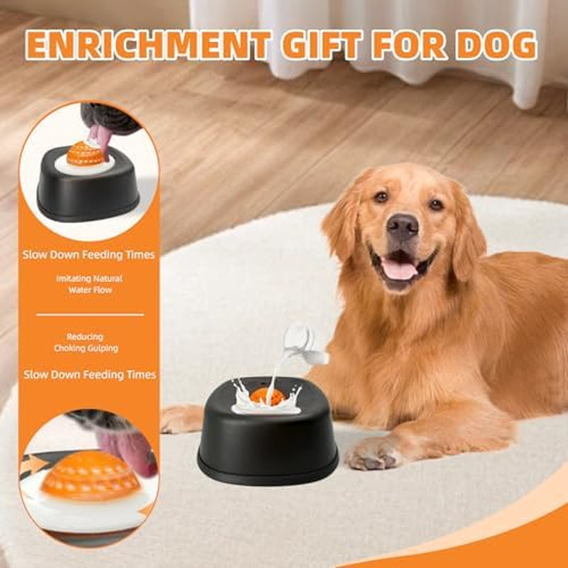 Slow Feeder Dog Bowl for Liquid Treats,Anti-Slip Entertained Ball-I Bone Broth Dog Lick Bowl, 3/4 Cup Capacity for for Large Medium Small Breeds Dietary Supplement/Post-Op Nutrition (Black)