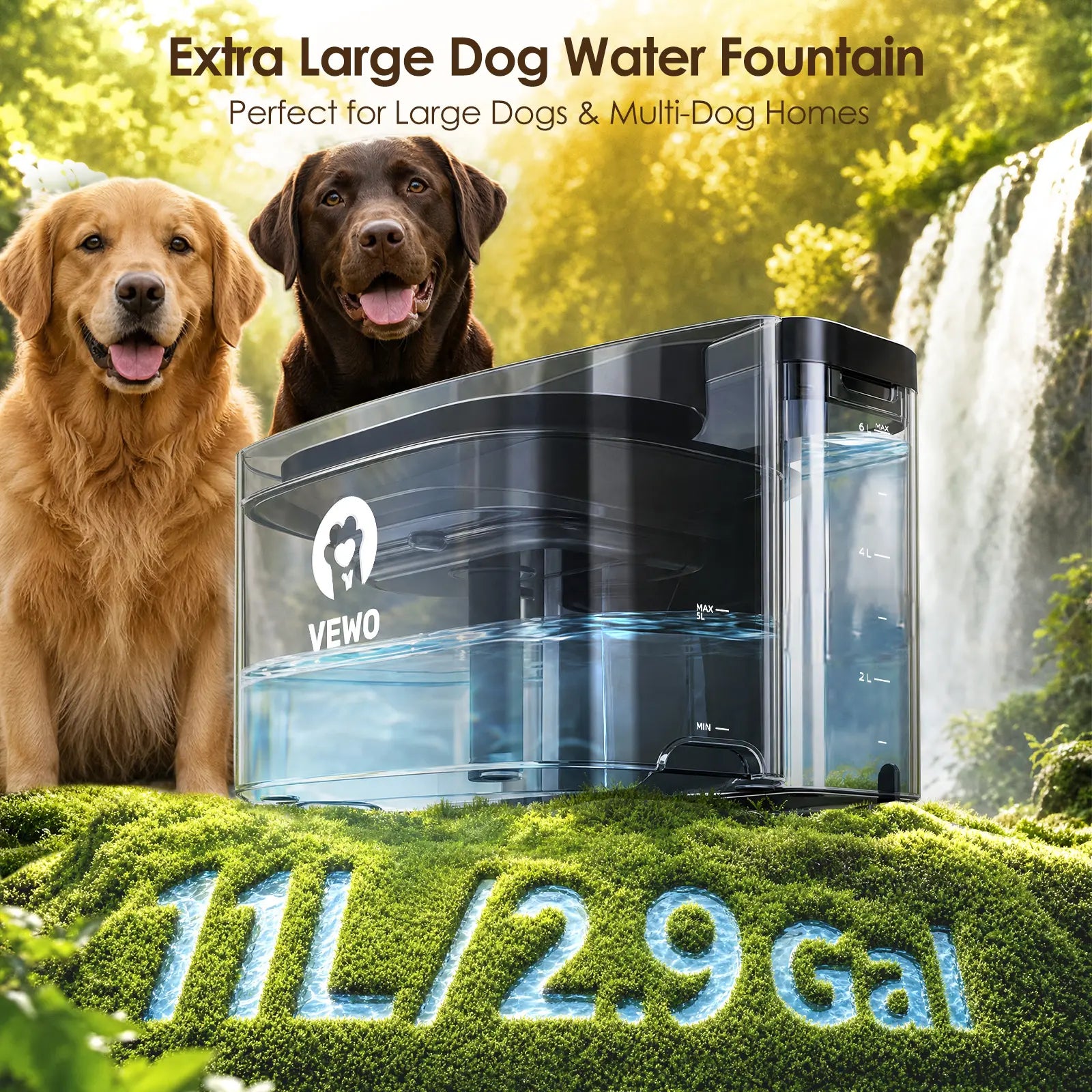 VEWO's Big Dog Water Party Fountain: The Ultimate Splash Zone for Thirsty Giants – No Spills, Just Chills!
