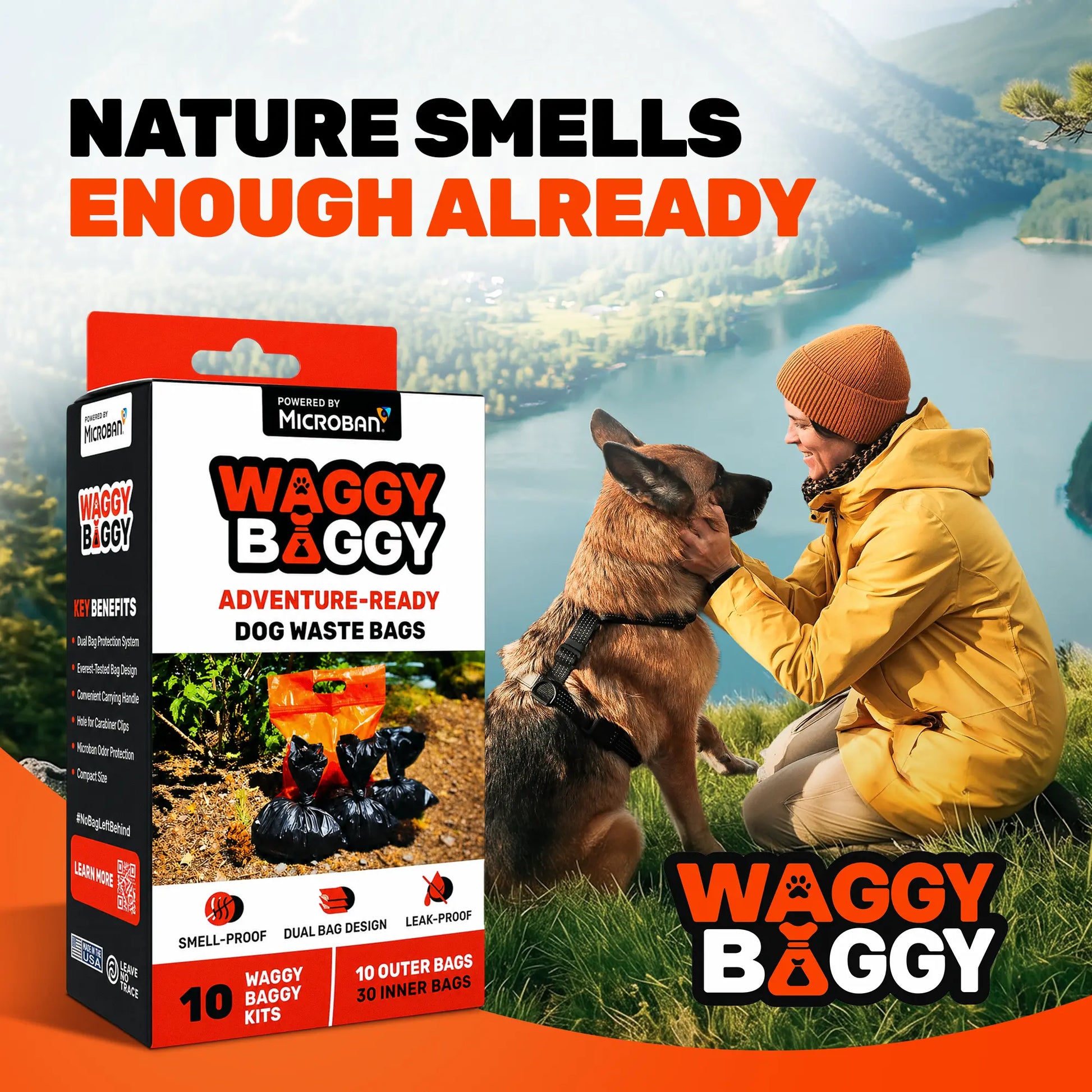 Wag Your Poop Away: The Smell-Proof, Double Trouble Doggie Duty Bags with a Handle for Your Adventures in Turd-ology, 10 Count!