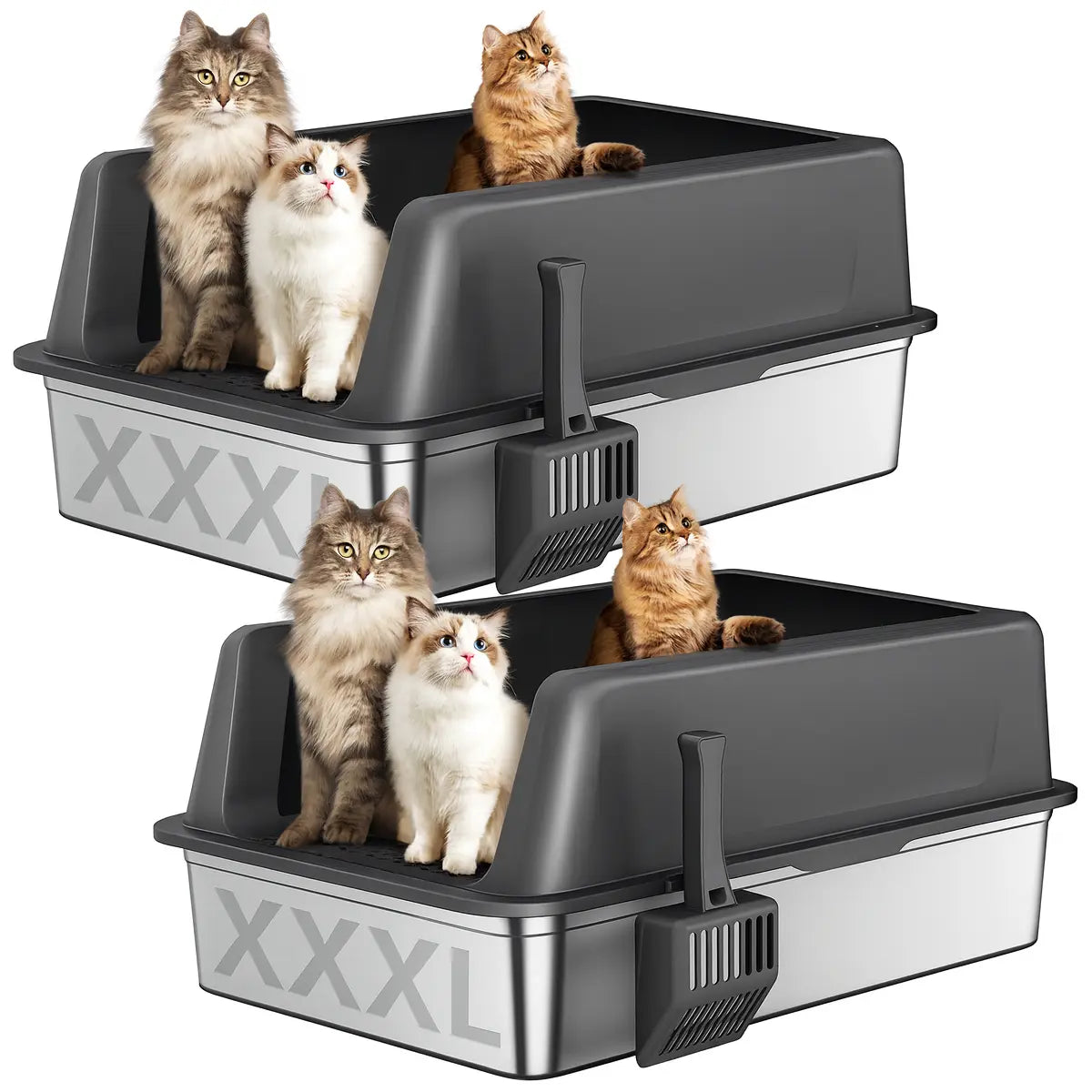 Zarler's Mega Cat Spa: The Stainless Steel Throne for Feline Royalty with a Lid to Keep Secrets and a Scoop for the Brave!