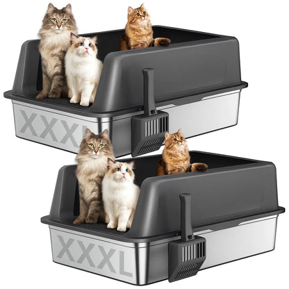 Zarler's Mega Cat Spa: The Stainless Steel Throne for Feline Royalty with a Lid to Keep Secrets and a Scoop for the Brave!
