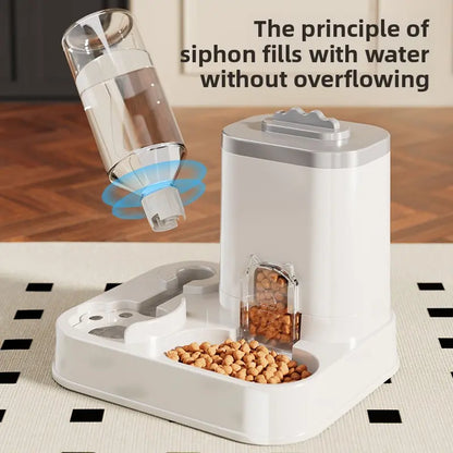 The Purr-fect Hydration Station: A Fancy Feline Fountain with a Snack Sink, No Batteries Required, for Thirsty Tails and Clean-Up Challenged Humans!