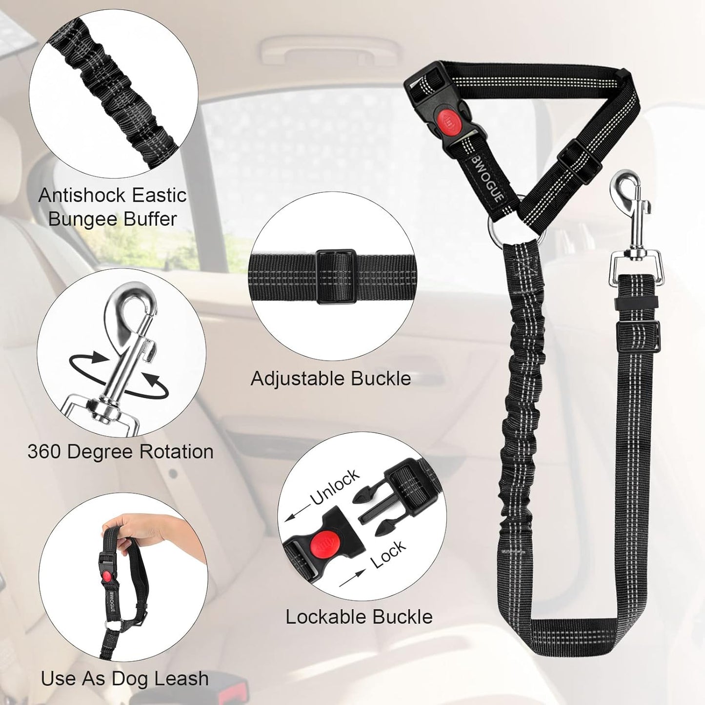Two Packs of Furry Road Trip Seatbelts: Keeping Your Pup and Purr-fect Passenger from Taking the Wheel!