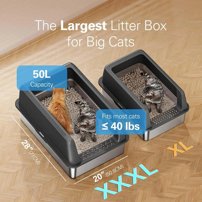 Zarler's Mega Cat Spa: The Stainless Steel Throne for Feline Royalty with a Lid to Keep Secrets and a Scoop for the Brave!