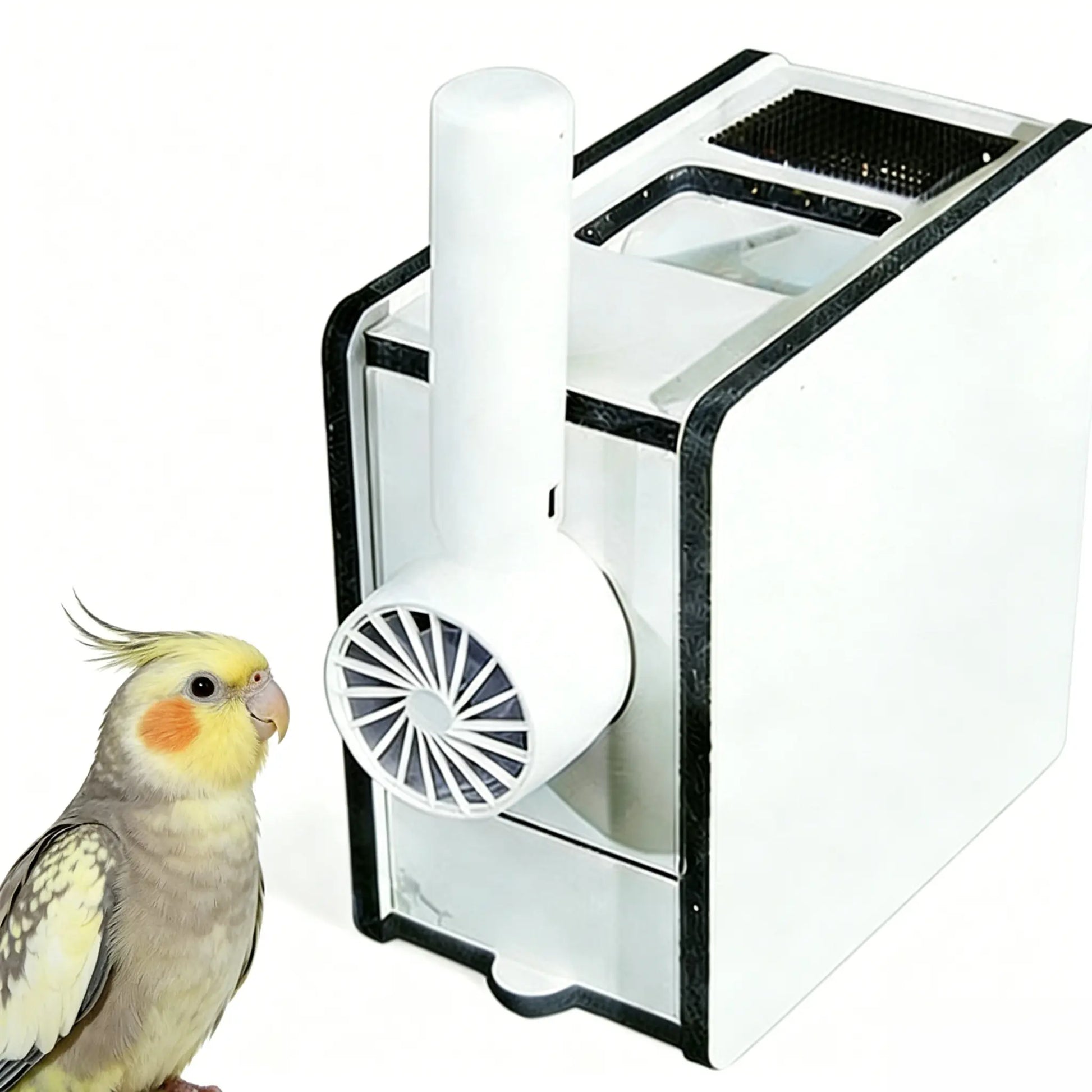 Bird Seed Hull Separator Blowing Box, Electric Bird Seed Cleaner Tool with Portable Fan & USB Cable, Automatic Seed Saver Chaff Catcher for Parrots, Budgies, Cockatiels, Canaries - No Mess Accessories