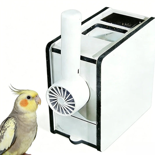 Bird Seed Hull Separator Blowing Box, Electric Bird Seed Cleaner Tool with Portable Fan & USB Cable, Automatic Seed Saver Chaff Catcher for Parrots, Budgies, Cockatiels, Canaries - No Mess Accessories