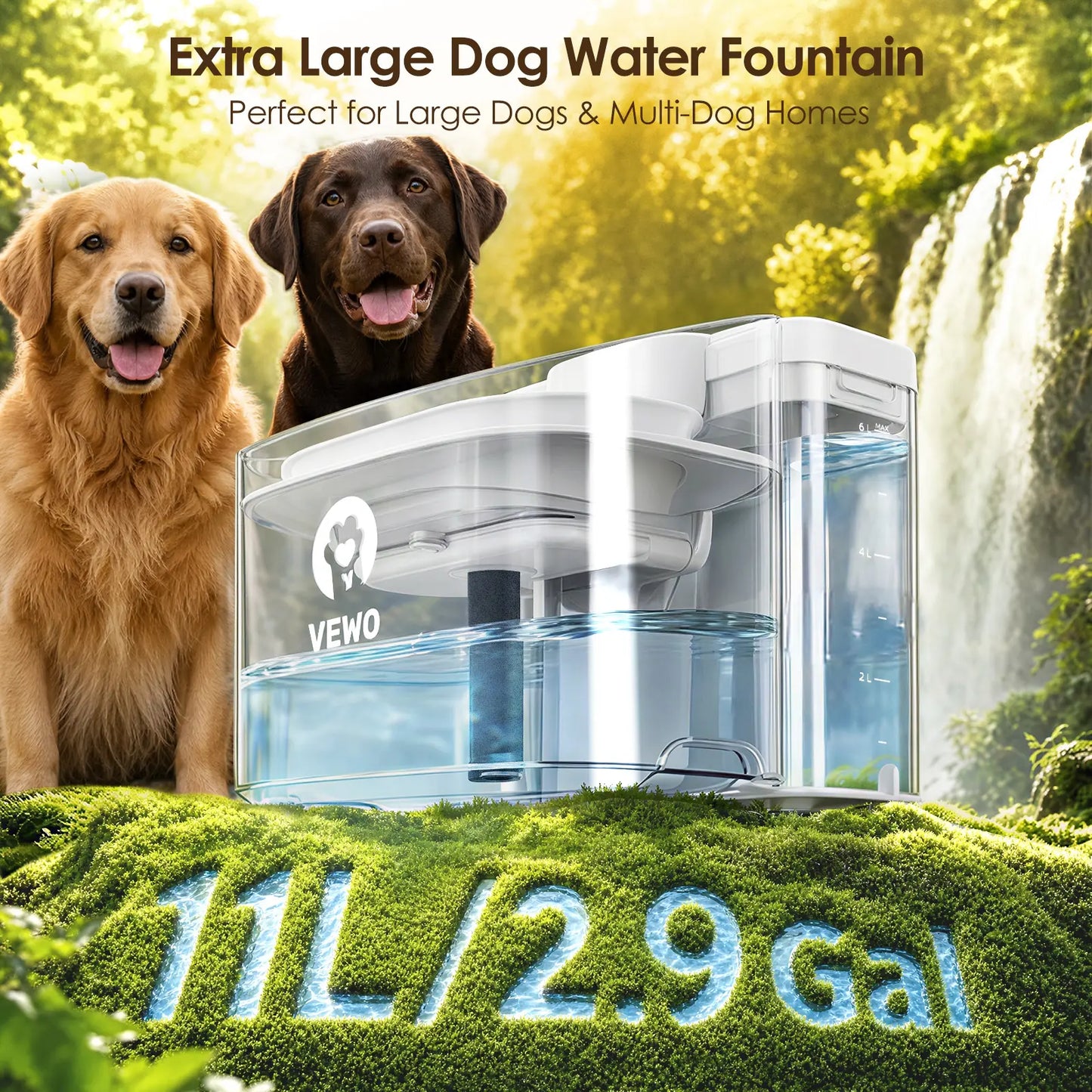 VEWO's Big Dog Water Party Fountain: The Ultimate Splash Zone for Thirsty Giants – No Spills, Just Chills!