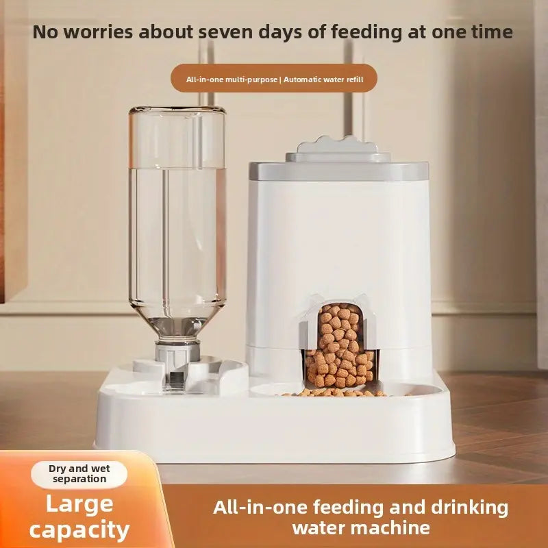 The Purr-fect Hydration Station: A Fancy Feline Fountain with a Snack Sink, No Batteries Required, for Thirsty Tails and Clean-Up Challenged Humans!