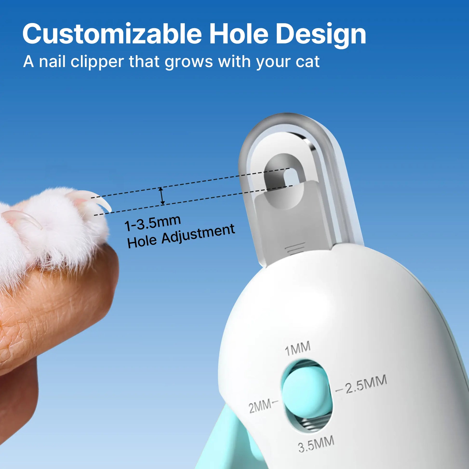 Purr-fectly Pawsome Nail Snipper: The Cat's Meow Claw-icure Kit with Adjustable Holes & Sneaky Nail File – No More Cat-astrophes! (Blue) #FelineFabulous #Claw-someGrooming