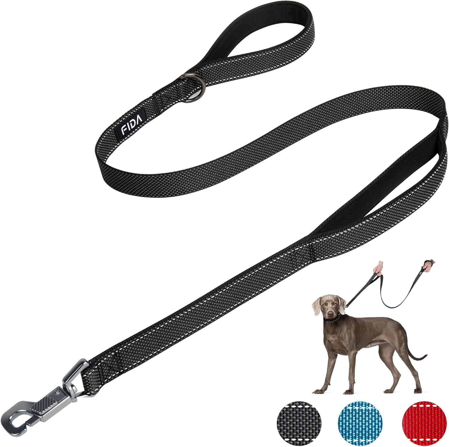 Premium Heavy Duty Dog Lead for Large Breeds - 1.2M/4FT with Dual Traffic Handles and Reflective Safety Features for Ultimate Control and Comfort