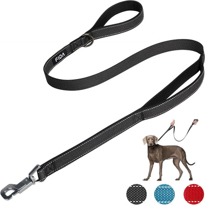 Premium Heavy Duty Dog Lead for Large Breeds - 1.2M/4FT with Dual Traffic Handles and Reflective Safety Features for Ultimate Control and Comfort