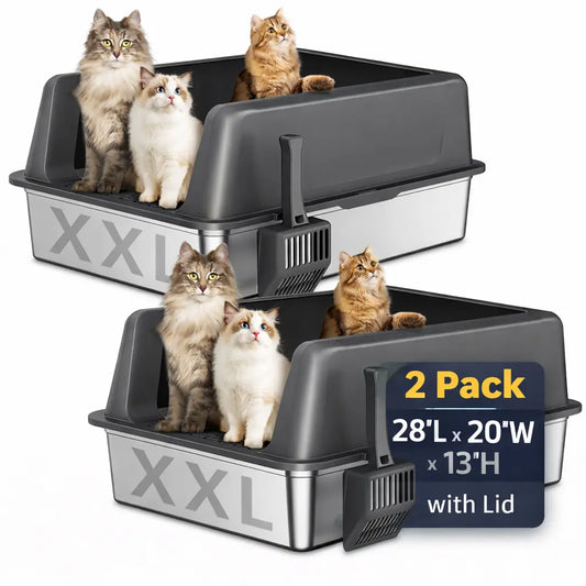 Zarler's Mega Cat Spa: The Stainless Steel Throne for Feline Royalty with a Lid to Keep Secrets and a Scoop for the Brave!