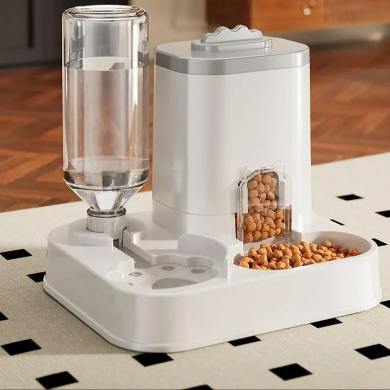 The Purr-fect Hydration Station: A Fancy Feline Fountain with a Snack Sink, No Batteries Required, for Thirsty Tails and Clean-Up Challenged Humans!
