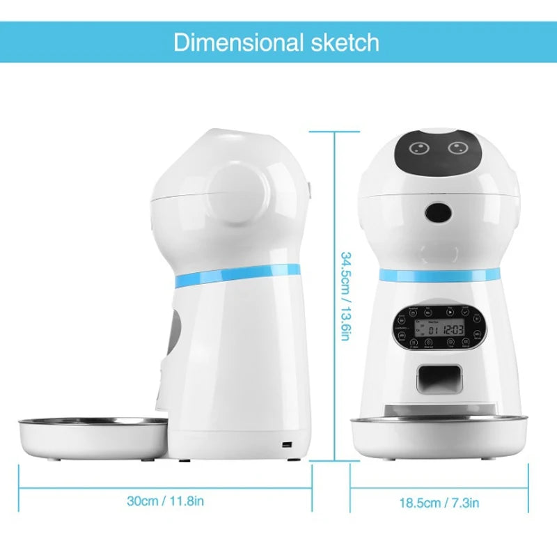 Smart 3.5L Automatic Pet Feeder - Voice Programmable Timer & Stainless Steel Bowl for Cats and Dogs