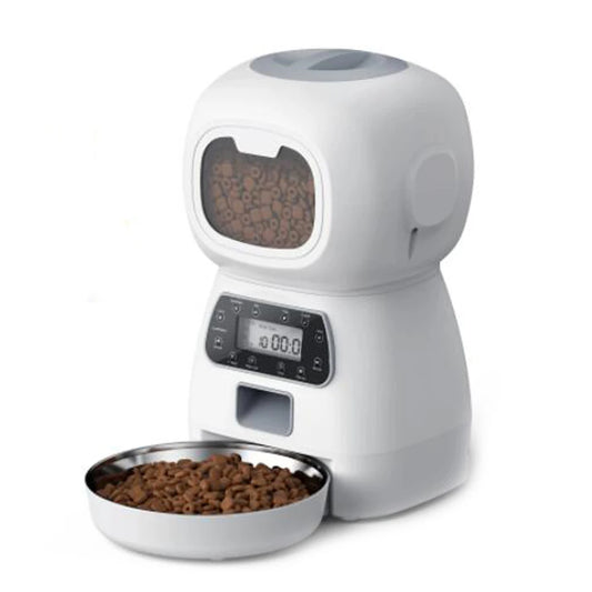 Smart 3.5L Automatic Pet Feeder - Voice Programmable Timer & Stainless Steel Bowl for Cats and Dogs
