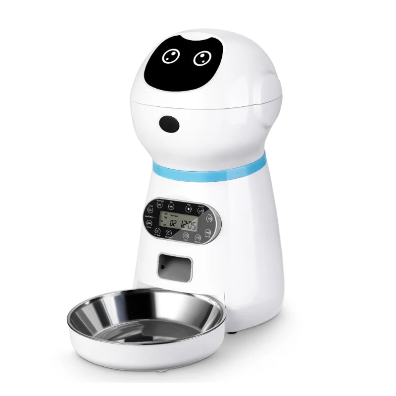 Smart 3.5L Automatic Pet Feeder - Voice Programmable Timer & Stainless Steel Bowl for Cats and Dogs