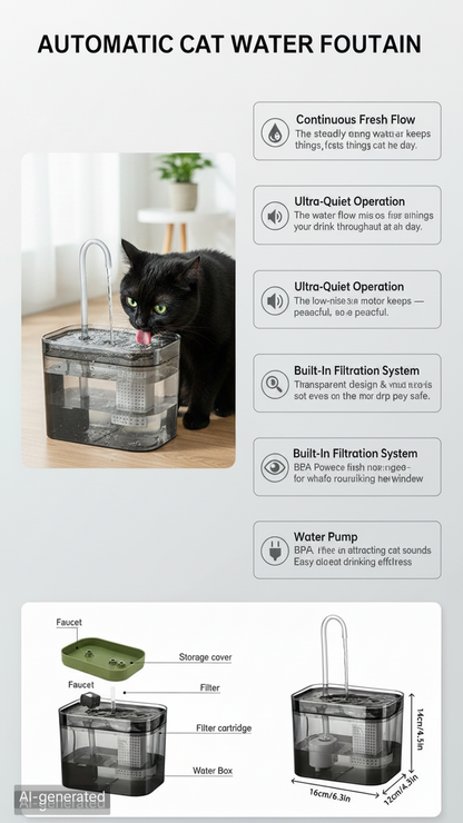 The Water Fountain with USB Auto Filter Recirculating