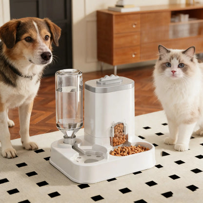 The Purr-fect Hydration Station: A Fancy Feline Fountain with a Snack Sink, No Batteries Required, for Thirsty Tails and Clean-Up Challenged Humans!