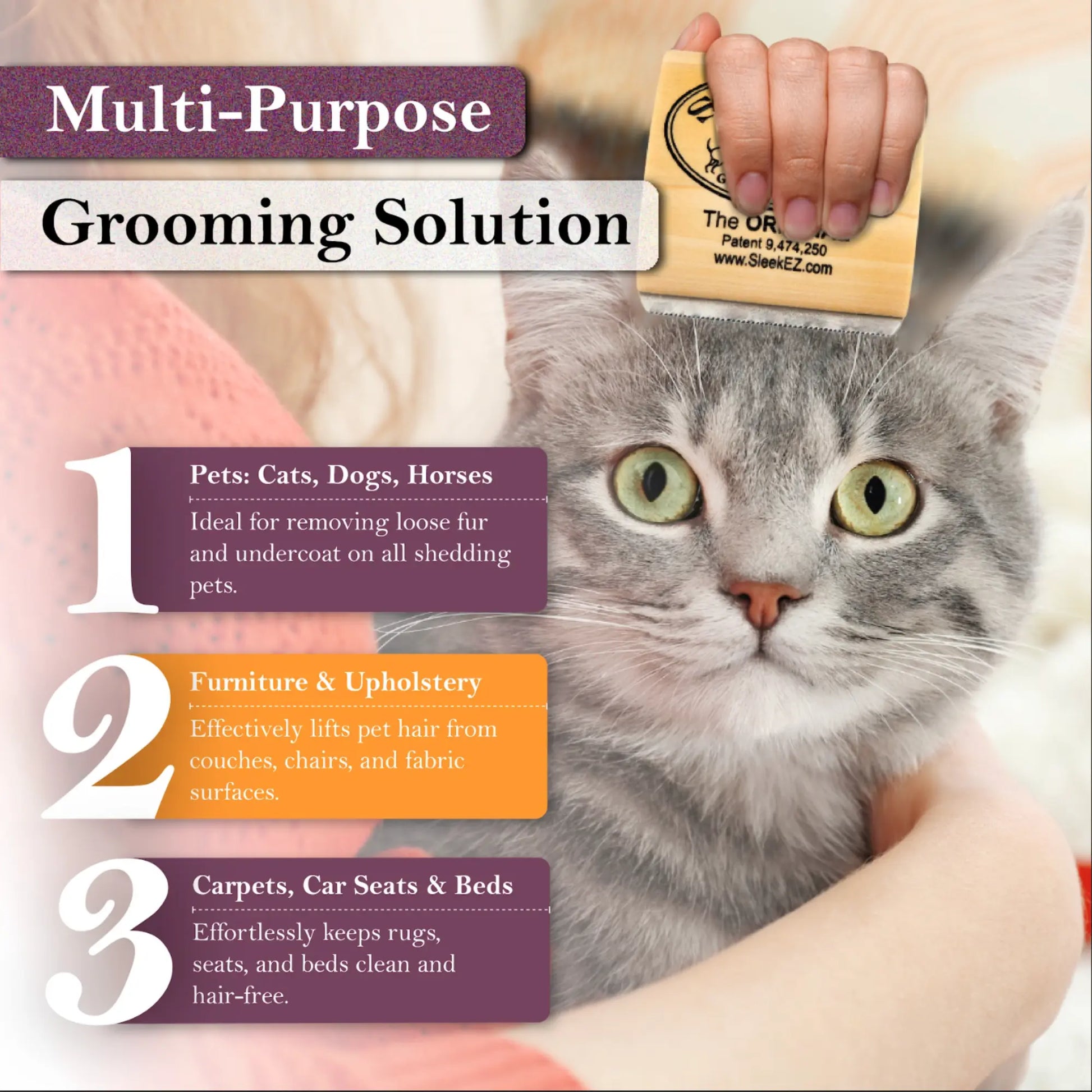 Fur-get About Shedding! The Purr-fect Cat Brush with a Fancy Handle for Fluffy Felines!