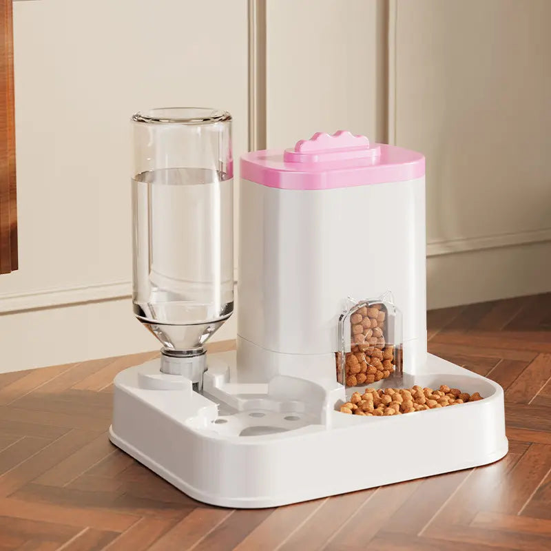 The Purr-fect Hydration Station: A Fancy Feline Fountain with a Snack Sink, No Batteries Required, for Thirsty Tails and Clean-Up Challenged Humans!