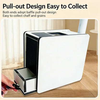 Bird Seed Hull Separator Blowing Box, Electric Bird Seed Cleaner Tool with Portable Fan & USB Cable, Automatic Seed Saver Chaff Catcher for Parrots, Budgies, Cockatiels, Canaries - No Mess Accessories