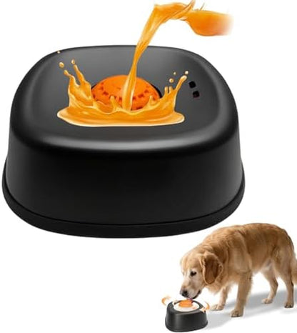 Slow Feeder Dog Bowl for Liquid Treats,Anti-Slip Entertained Ball-I Bone Broth Dog Lick Bowl, 3/4 Cup Capacity for for Large Medium Small Breeds Dietary Supplement/Post-Op Nutrition (Black)