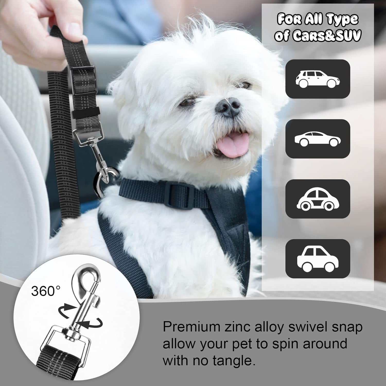 Two Packs of Furry Road Trip Seatbelts: Keeping Your Pup and Purr-fect Passenger from Taking the Wheel!
