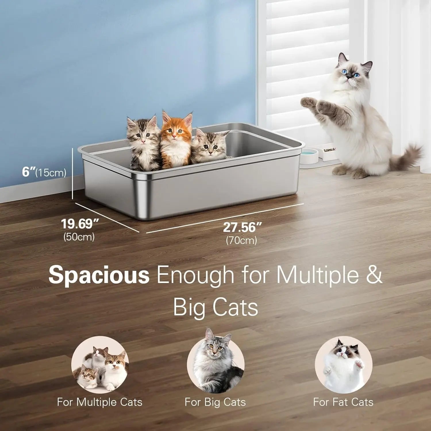 Zarler's Mega Cat Spa: The Stainless Steel Throne for Feline Royalty with a Lid to Keep Secrets and a Scoop for the Brave!