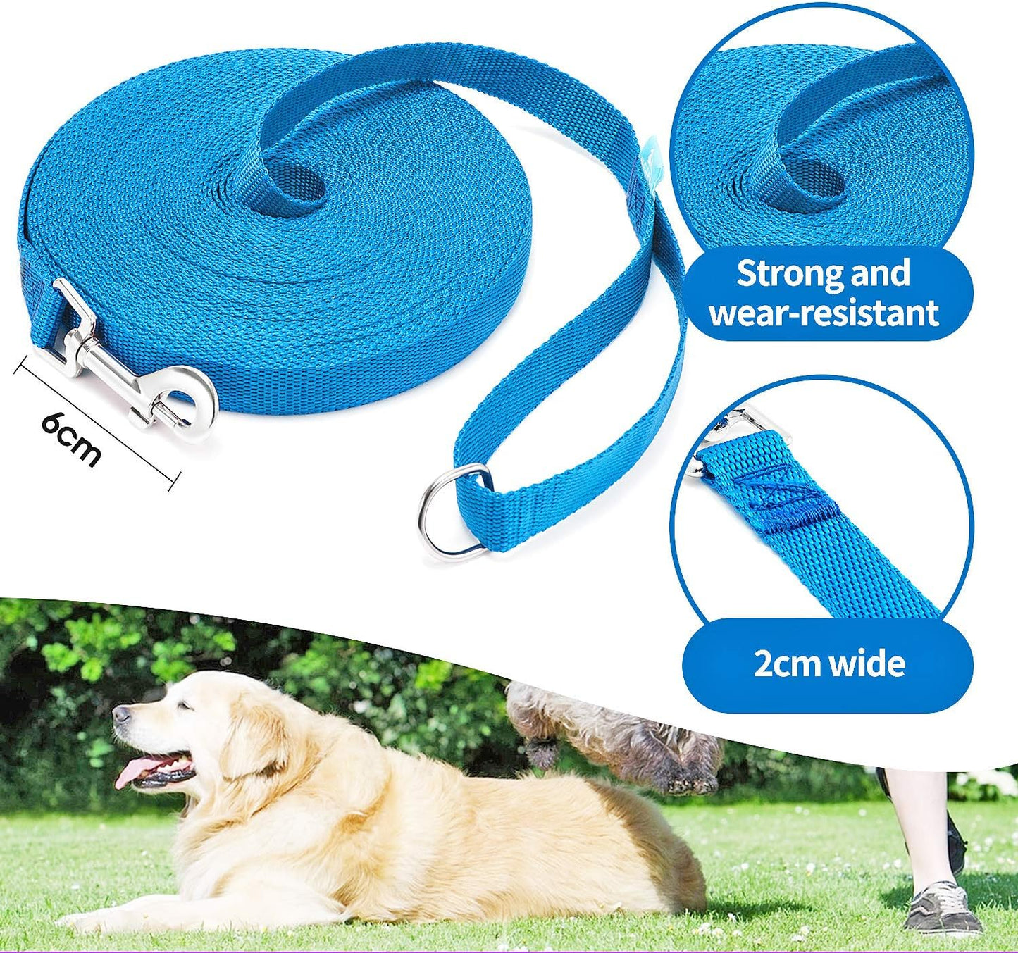The Great Escape Artist's 50 Ft Freedom Rope: Perfect for Training, Backyard Shenanigans, and Camping Adventures (Includes Clickers for Barking Orders in Blue!)