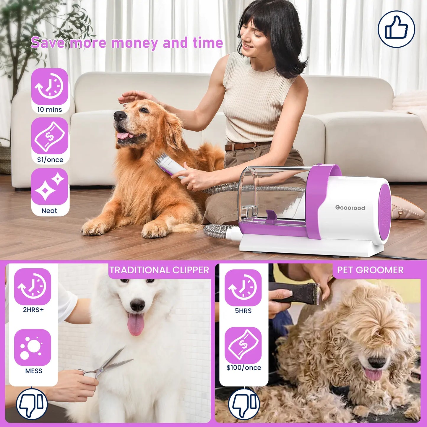 Geoorood's Fur-ocious Vacuum Brush: The Ultimate Dog Spa Experience for the Pup Who Hates Baths! 🐾💨 #FurryTornado #PetGroomingAdventures
