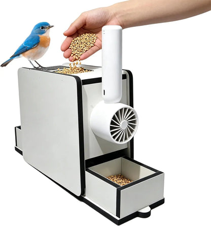 Bird Seed Hull Separator Blowing Box, Electric Bird Seed Cleaner Tool with Portable Fan & USB Cable, Automatic Seed Saver Chaff Catcher for Parrots, Budgies, Cockatiels, Canaries - No Mess Accessories